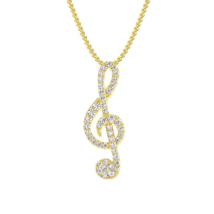 Diamond Treble Clef Necklace