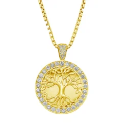 Diamond Tree Of Life Disc Pendant