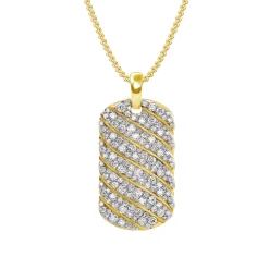 Diamond Wave Dog Tag Necklace