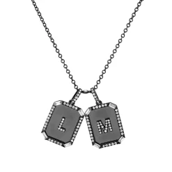 Double Diamond Initial Nameplate Necklace