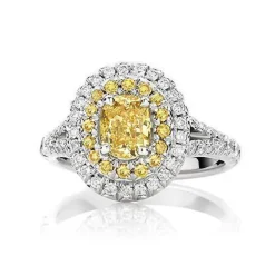 Double Halo Yellow Engagement Ring