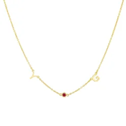 Double Initial Gemstone Necklace