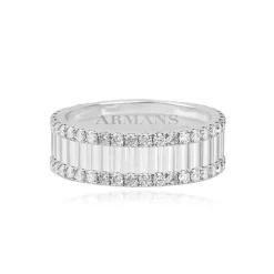 Double Row Pave Diamond Fluted Band