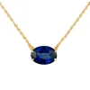 East West Oval Blue Sapphire Chain Necklace
