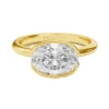 East West Oval Semi Bezel Engagement Ring