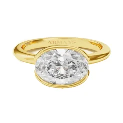 East West Oval Semi Bezel Engagement Ring