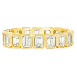 Emerald Bezel Set Wedding Band