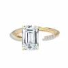 Emerald Diamond Split Engagement Ring