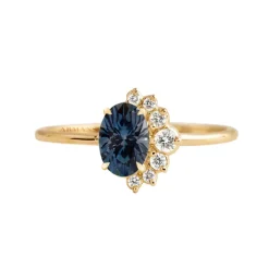 Enchanted Petal Teal Sapphire Engagement Ring