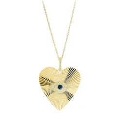 Evil Eye Fluted Heart Necklace