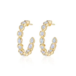 Fallon Bezel Set Diamond Hoops