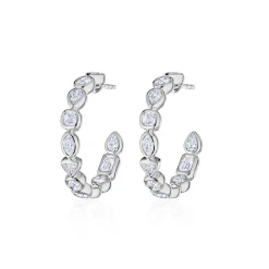 Fallon Bezel Set Diamond Hoops