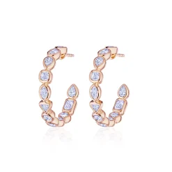 Fallon Bezel Set Diamond Hoops