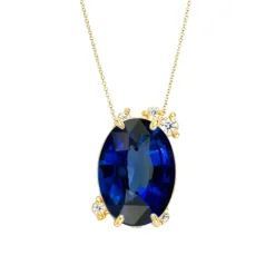 Fire Fly Oval Blue Sapphire Necklace