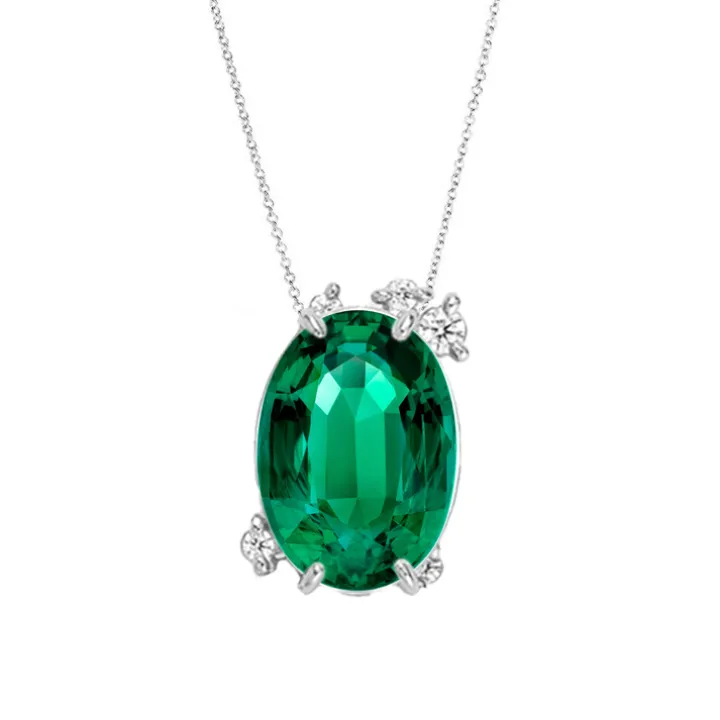 Fire Fly Oval Green Emerald Necklace