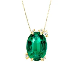 Fire Fly Oval Green Emerald Necklace