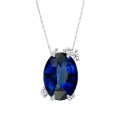 Fire Fly Oval Lab Grown Blue Sapphire Necklace