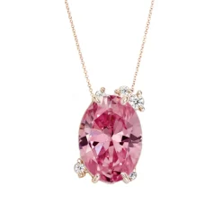 Fire Fly Oval Pink Sapphire Necklace