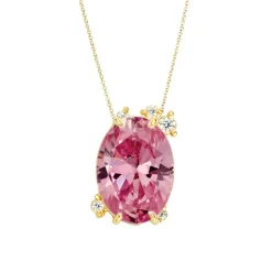 Fire Fly Oval Pink Sapphire Necklace
