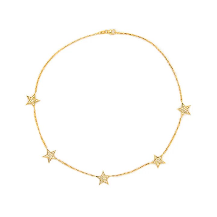 Five Diamond Stars Necklace