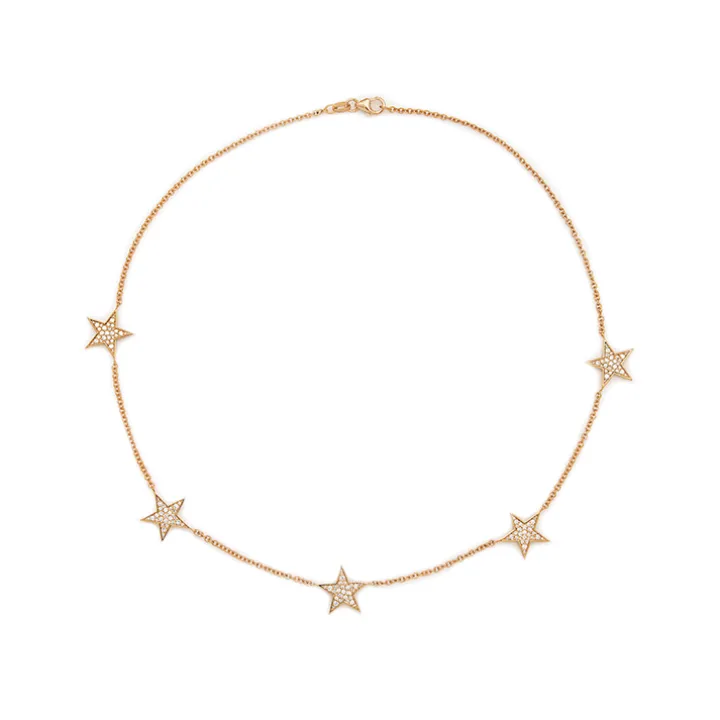 Five Diamond Stars Necklace