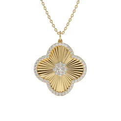 Fluted Diamond Clover Necklace
