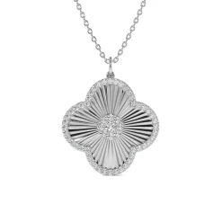Fluted Diamond Clover Necklace