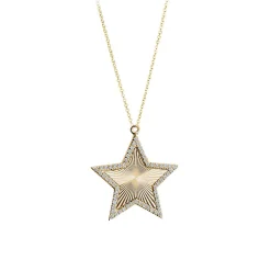Fluted Diamond Star Necklace