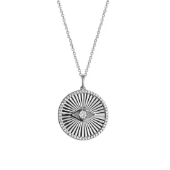 Fluted Evil Eye Disc Necklace