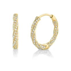 Golden Twist Diamond Huggies