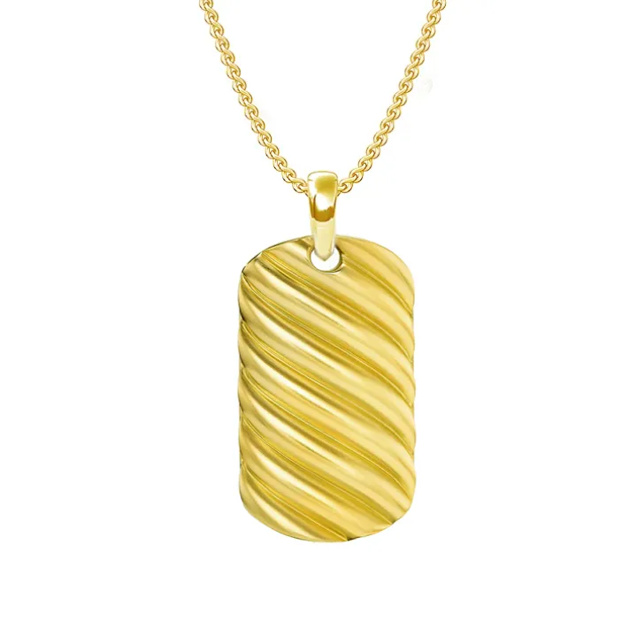 Golden Wave Dog Tag Necklace