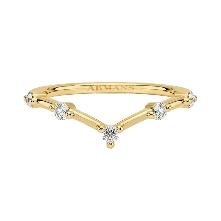 Golden Wishbone Diamond Ring
