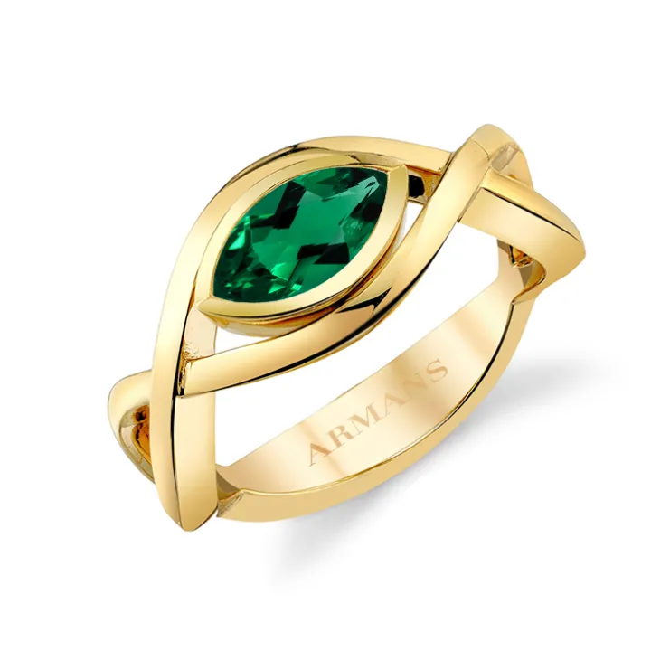 Green Emerald Evil Eye Intertwine Ring