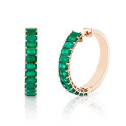 Green Emerald Hoop Earrings