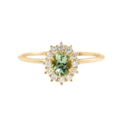 Green Tourmaline Diamond Engagement Ring