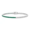 Half Green Emerald and Diamond Tennis Bracelet