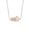 Half Pavé Diamond Jigsaw Puzzle Necklace