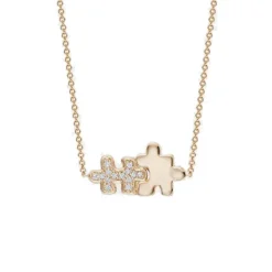 Half Pavé Diamond Jigsaw Puzzle Necklace