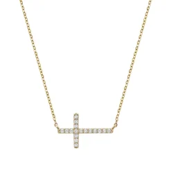 Horizontal Diamond Cross Necklace