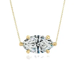 Horizontal Marquise Solitaire Lab Grown Diamond Necklace