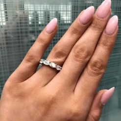 Horizontal Oval Wedding Band