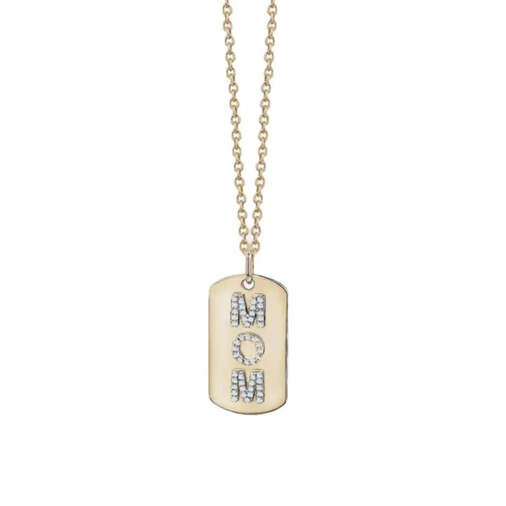 3 Initial Diamond Dog Tag Necklace
