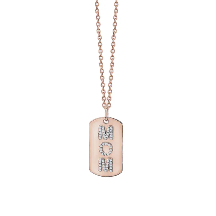 3 Initial Diamond Dog Tag Necklace
