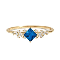 Lab Grown Diamond Petal Blue Sapphire Ring