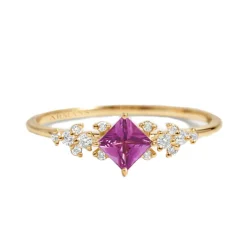 Lab Grown Diamond Petal Pink Sapphire Ring
