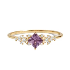Lab Grown Diamond Petal Purple Sapphire Ring