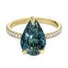 Lab Grown Teal Sapphire Pear with Diamond Band