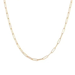 Large Solid Gold Paper Clip Chain
