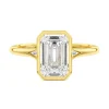 Lily Emerald Bezel Engagement Ring with Side Stones