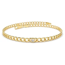 Link Bracelet with Bezel Set Diamonds
